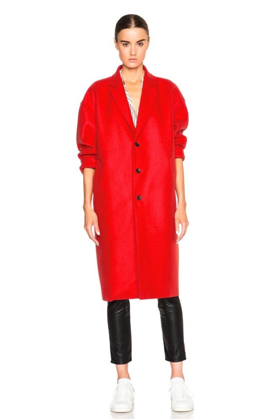Rag & Bone Blanket Coat Fiery Oversized Style Side Slit Wool Red Women's 4 NWT